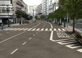 Así será García Barbón: fuente, aparcabicis, carga de móviles y baldosas-aviso para bus y peatón