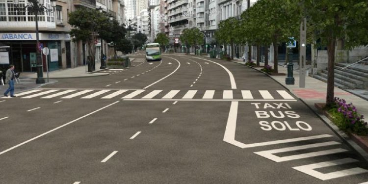 Así será García Barbón: fuente, aparcabicis, carga de móviles y baldosas-aviso para bus y peatón
