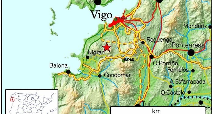 Temblor sísmico de 2,7 grados con epicentro en Nigrán