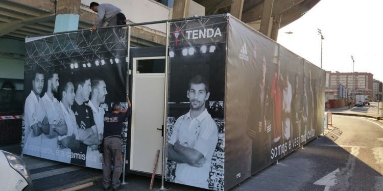 Las obras de Tribuna desplazan la tienda del Celta a una caseta provisional