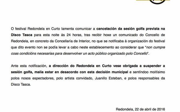 O concello de Redondela obriga á suspensión da sesión golfa de Redondela en curto