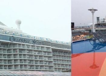 Una ovación de agua para el Ovation of the Seas