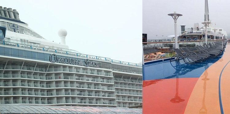 Una ovación de agua para el Ovation of the Seas