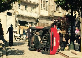 Vuelco en el centro de Vigo