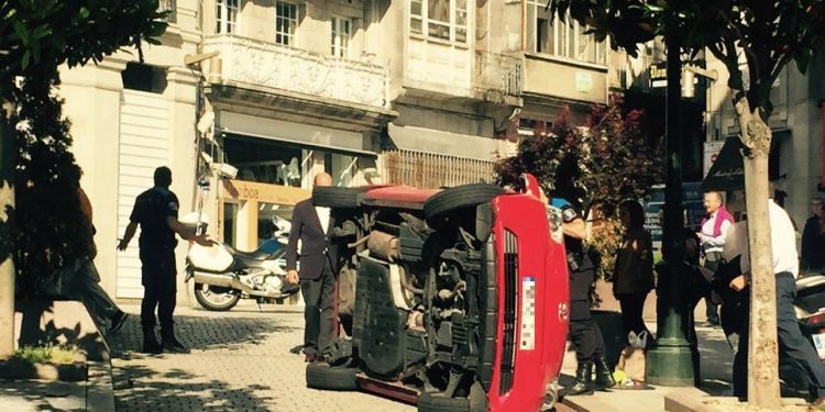 Vuelco en el centro de Vigo