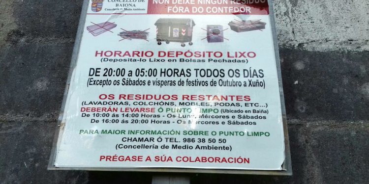 O Concello de Baiona tramita multas por tirar bolsas de lixo fóra dos colectores