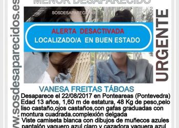 Localizan a la menor desaparecida en Ponteareas