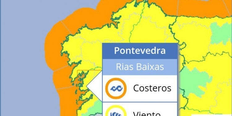 Alerta naranja en las Rías Baixas por viento y mar
