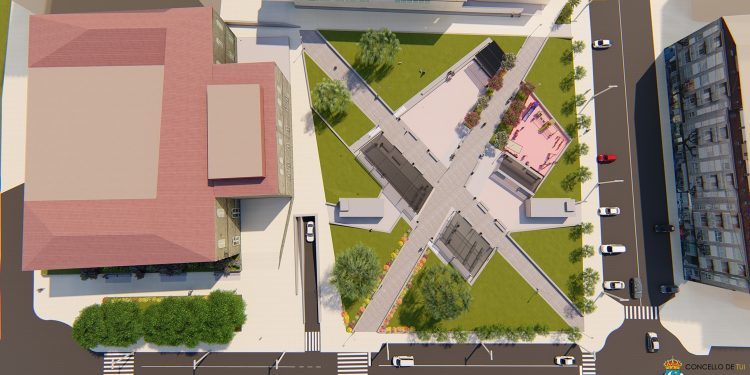 A reordenación da traseira da Área Panorámica de Tui contempla unha zona verde con catro áreas