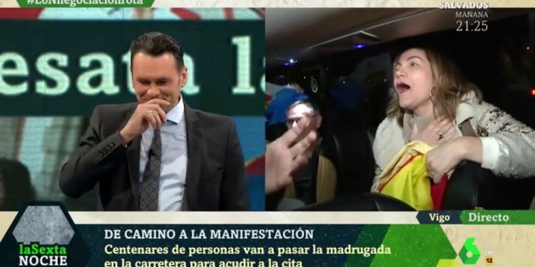 El vídeo viral de una simpatizante del PP de Vigo criticando al presentador de La Sexta Noche