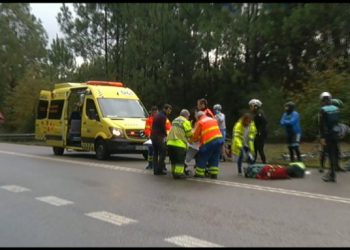 Un ciclista de Vigo, herido muy grave al chocar contra un tronco en medio de la calzada