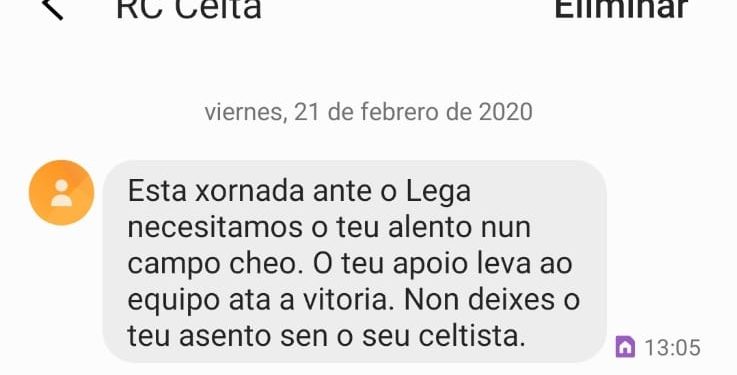 El Celta moviliza a sus socios a través de mails y SMS