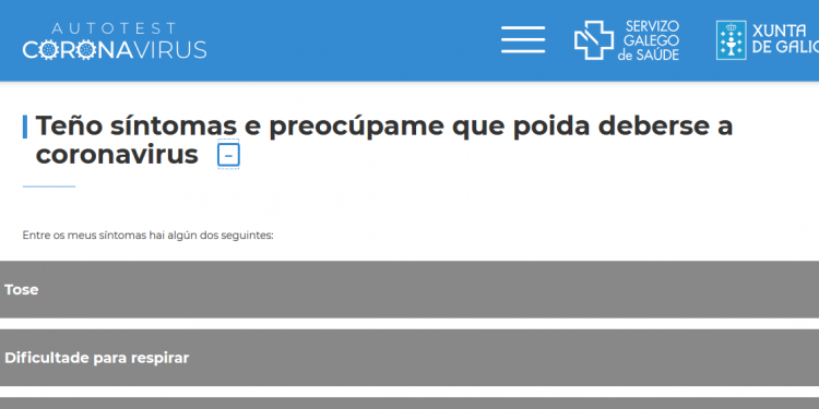 El Sergas lanza un ‘autotest’ con información sobre el coronavirus en su página web
