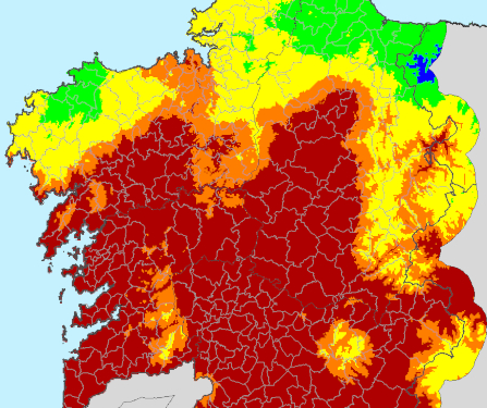 Vigo y casi toda el área metropolitana entran en riesgo “extremo” de incendios forestales