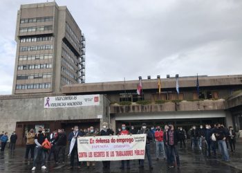 Protesta unánime do comité de persoal do Concello de Vigo na Praza do Rei