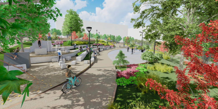 Río artificial y estanque en la reforma integral de A Miñoca de Vigo con un coste de 1,6 millones