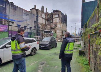 El edificio derrumbado en Vigo, a vista de dron