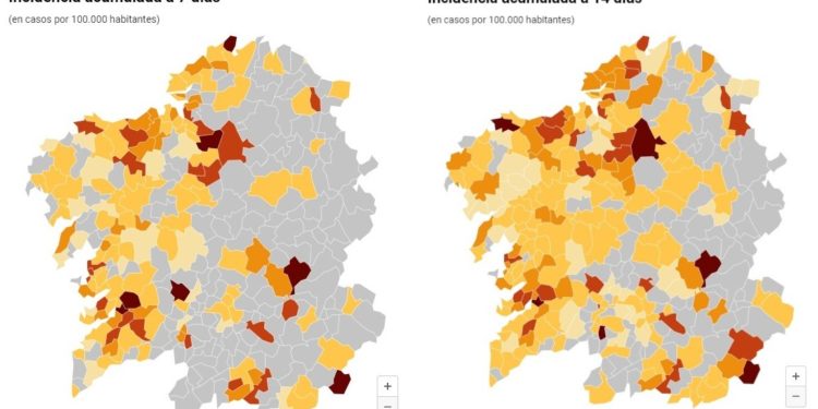 Solo siete concellos del área de Vigo han tenido más de 10 contagios en la última semana
