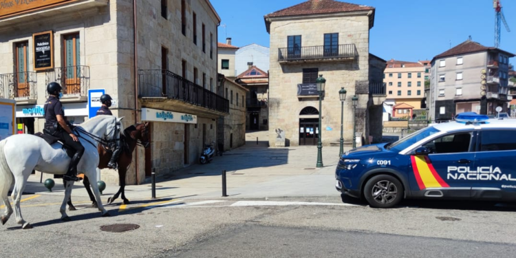 Caballería de la Policía en montes de Vigo y Redondela contra el fuego