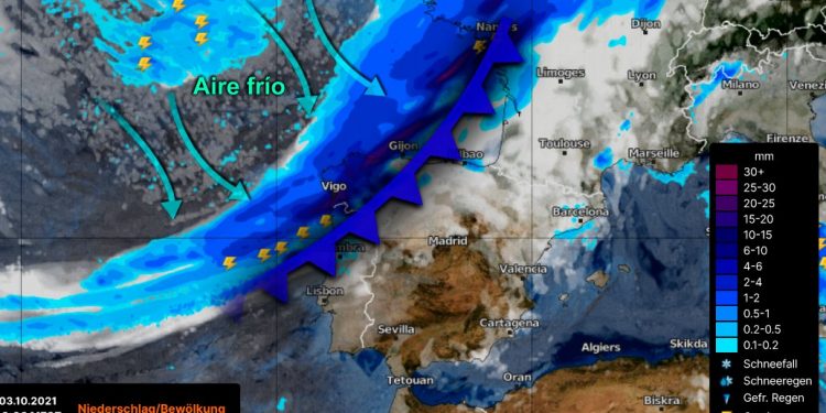 El huracán «Sam» nutre la primera borrasca del otoño con importantes lluvias en las Rías Baixas