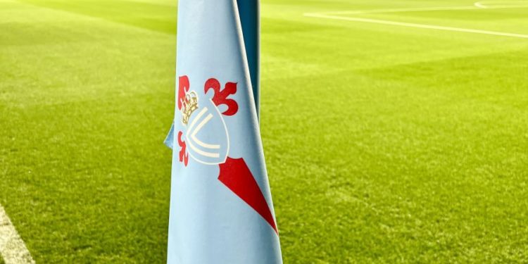 Banderín de córner del Celta en el estadio de Balaídos