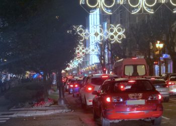 Tráfico navideño en la ciudad de Vigo