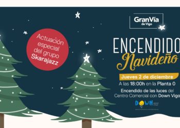 El Centro Comercial Gran Vía enciende la Navidad con Down Vigo, jazz y un árbol de 8 metros
