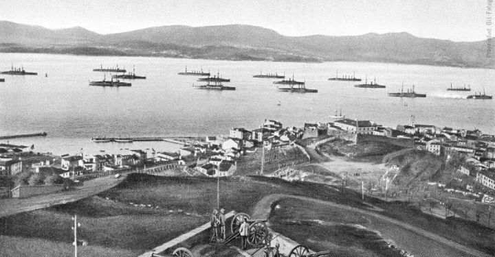 A escuadra inglesa do Mediterráneo fondea na ría de Vigo