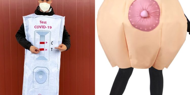 Una tienda de Ponteareas recibe 3.000 pedidos diarios de disfraces, con el test de antígenos y la teta al frente