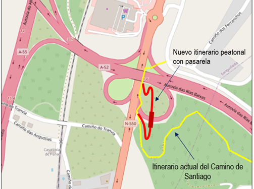 Transportes construirá una pasarela peatonal en O Porriño para el Camino de Santiago