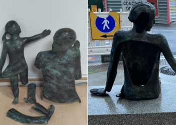 Los turistas que destrozaron las esculturas de Vía Norte vuelven a Portugal con dos delitos