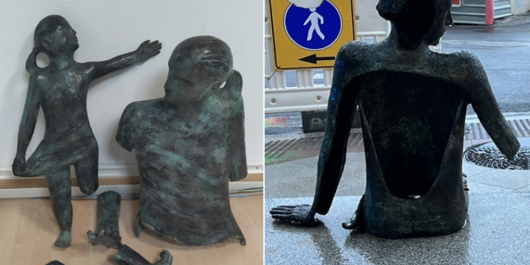 Los turistas que destrozaron las esculturas de Vía Norte vuelven a Portugal con dos delitos