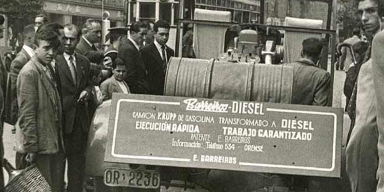 Así mostraba Eduardo Barreiros sus motores Barreiros-Diésel en Vigo