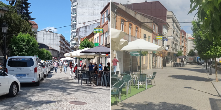 Ponteareas reubica dos paradas de taxi en el centro para mejorar la convivencia de coches y peatones