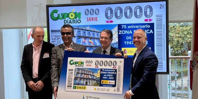 Cinco millones de cupones de la ONCE recorrerán España con la imagen de la Zona Franca de Vigo