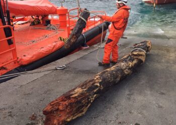 Salvamento Marítimo recoge un tronco “peligroso para la navegación” muy cerca de Cíes