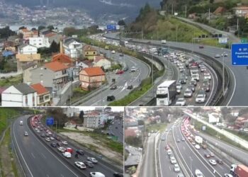 Un accidente múltiple provoca grandes retenciones en los accesos de Vigo por la AP-9