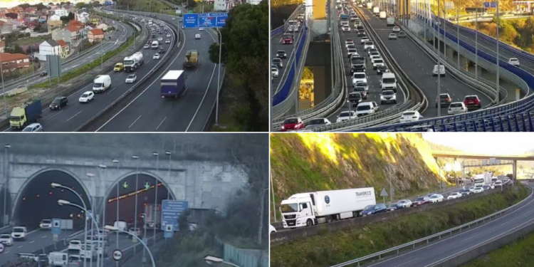 Un accidente múltiple en la AP-9 deja cuatro personas heridas y un enorme atasco en Vigo