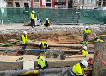 localizados en excelente estado los restos de la muralla histórica de Vigo baluarte de Falperra