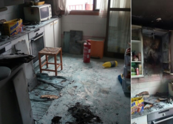 Los bomberos de Vigo sofocan un incendio en la cocina de un piso de Martínez Garrido