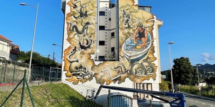 ‘Afouteza’, el nuevo mural de Vigo con el que una artista ucraniana homenajea el valor de los marineros