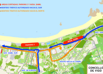 Cortes de tráfico, desvíos y aparcamientos cerrados en Samil para O Marisquiño