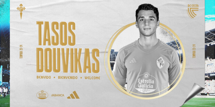 El Celta anuncia el fichaje del delantero griego Douvikas, que firma hasta 2028