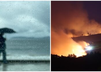 Agua y fuego sobre Galicia: arden 150 hectáreas en el interior; lluvias de más de 50 lm/2 en la costa
