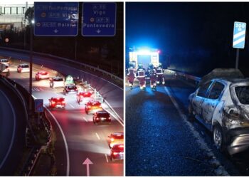 Incidencias en el tráfico del área de Vigo: incendio en la VG-20 y accidente en la A-52