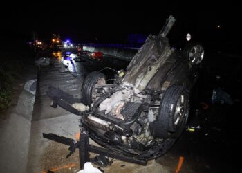 Un joven muere en la A-55 en Tui tras dar su coche varias vueltas de campana