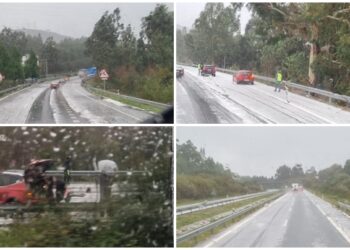 Una enorme granizada provoca accidentes múltiples en ambos sentidos en la A-52
