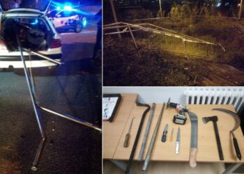 Sorprendidos dos hombres en Vigo cuando hurtaban una barandilla de acero inoxidable de un parque