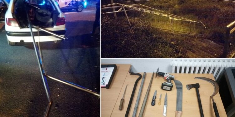 Sorprendidos dos hombres en Vigo cuando hurtaban una barandilla de acero inoxidable de un parque