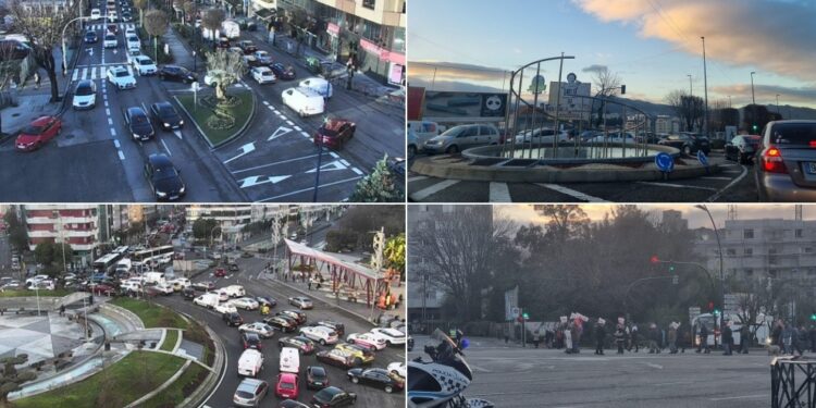 Nueva mañana de caos en las calles de Vigo por una manifestación de la plantilla de Vitrasa